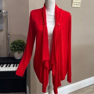Vibrant Red Long Sleeve Top by Premise Medium Flowing Machine Wash Tumble Dry
